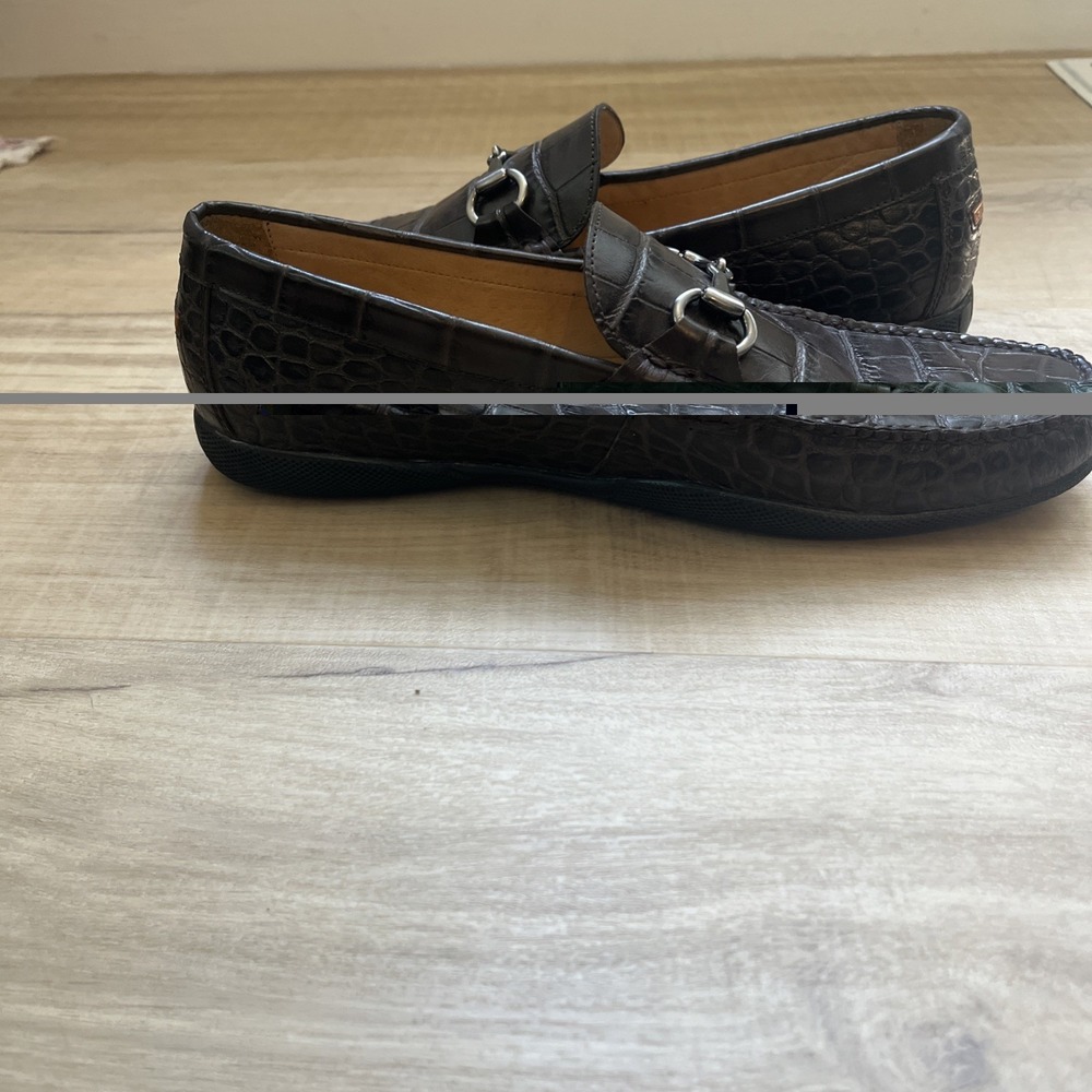 Peter Millar Dark Brown Crocodile Embossed Leather Loafer Men 9M Dress Shoes - Picture 9 of 16